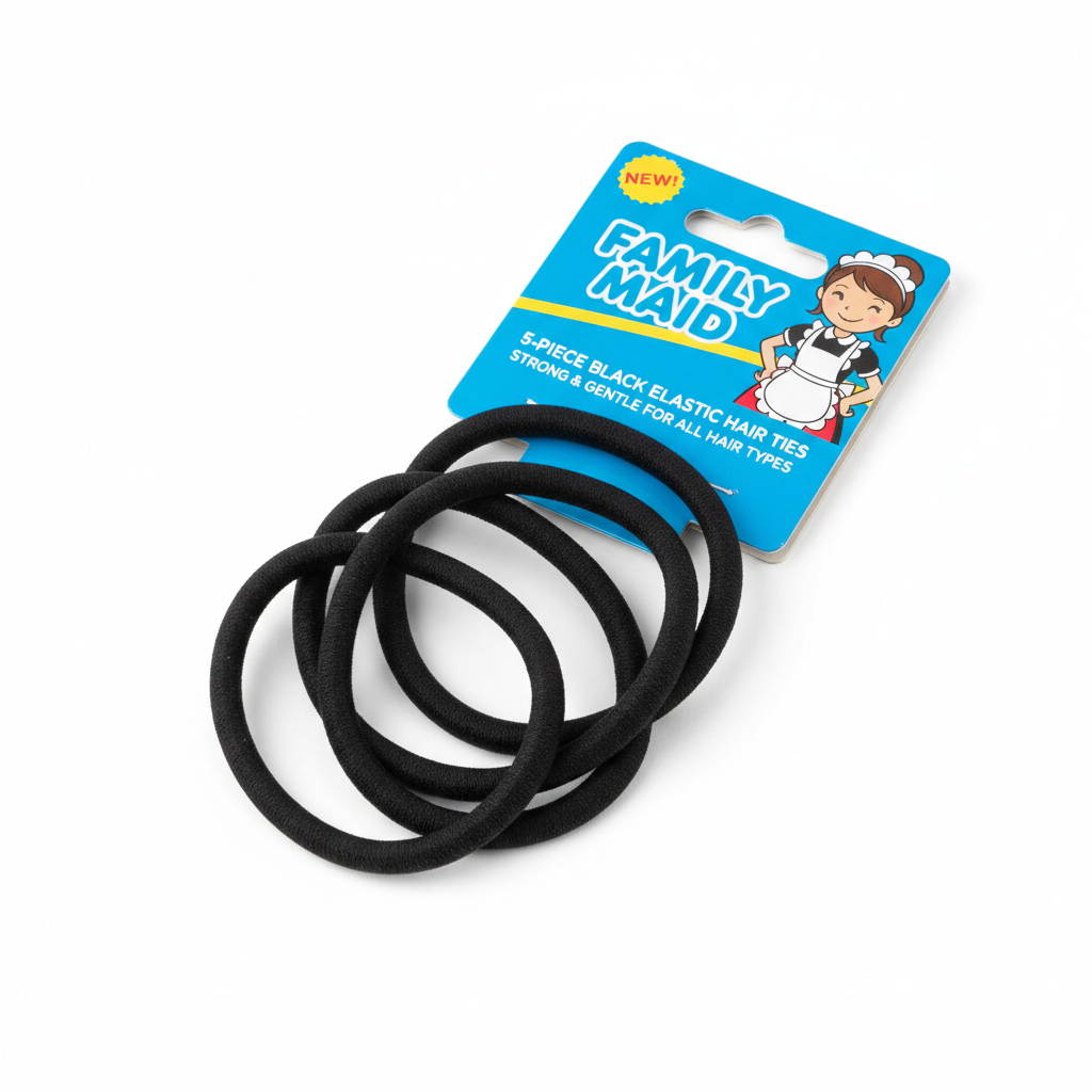 Family Maid 5 Pc Hair Tie Blk