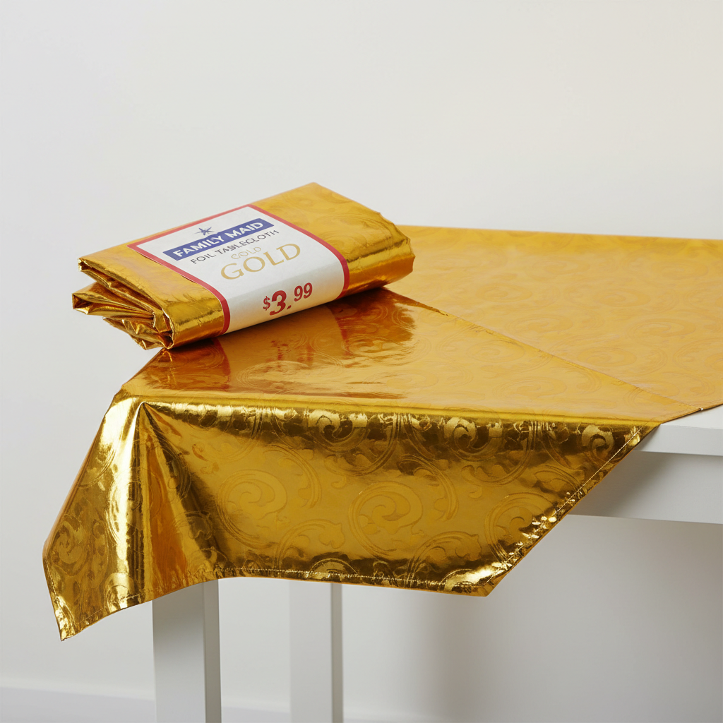 Family Maid Foil Tablecloth Gold