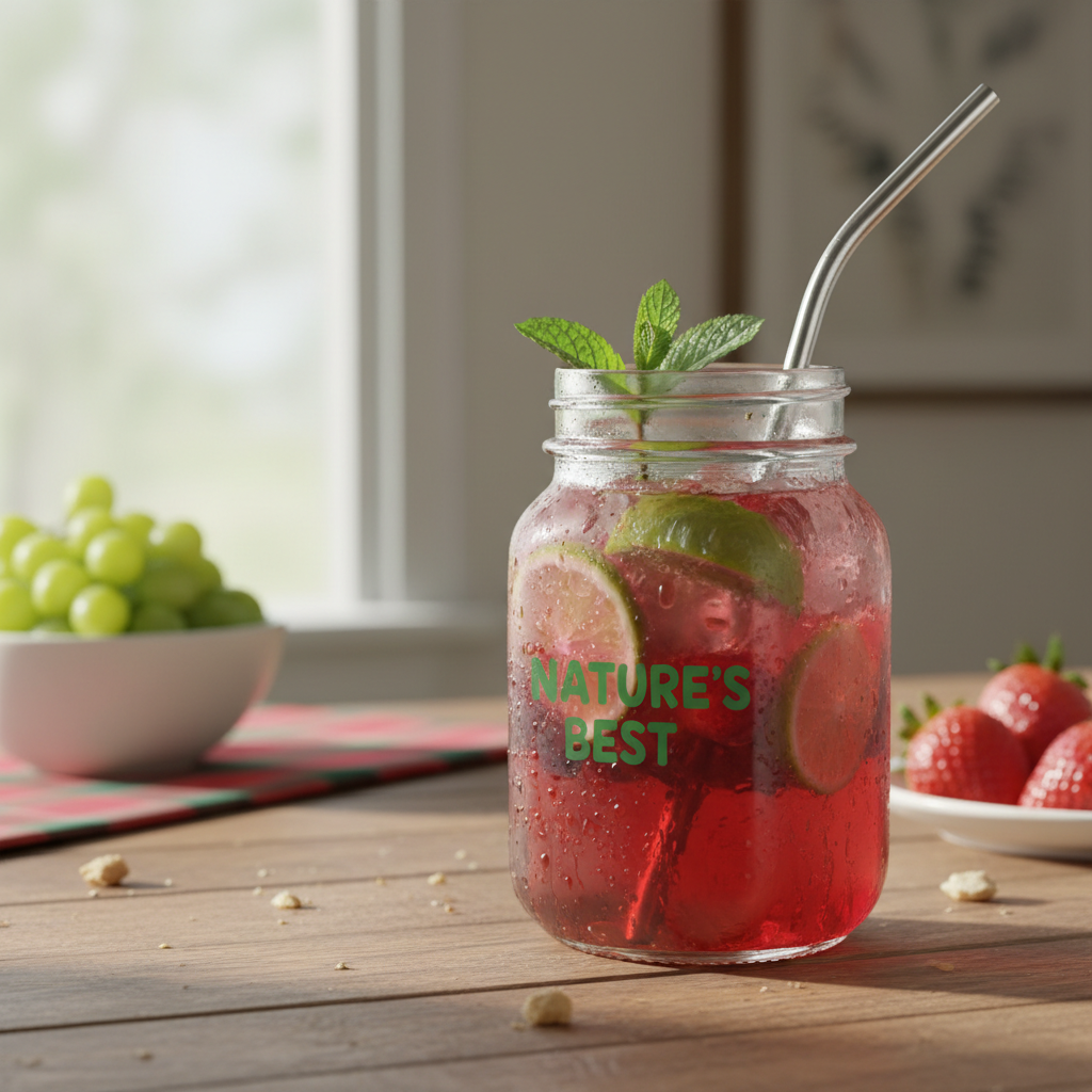 Glass Jar W Straw