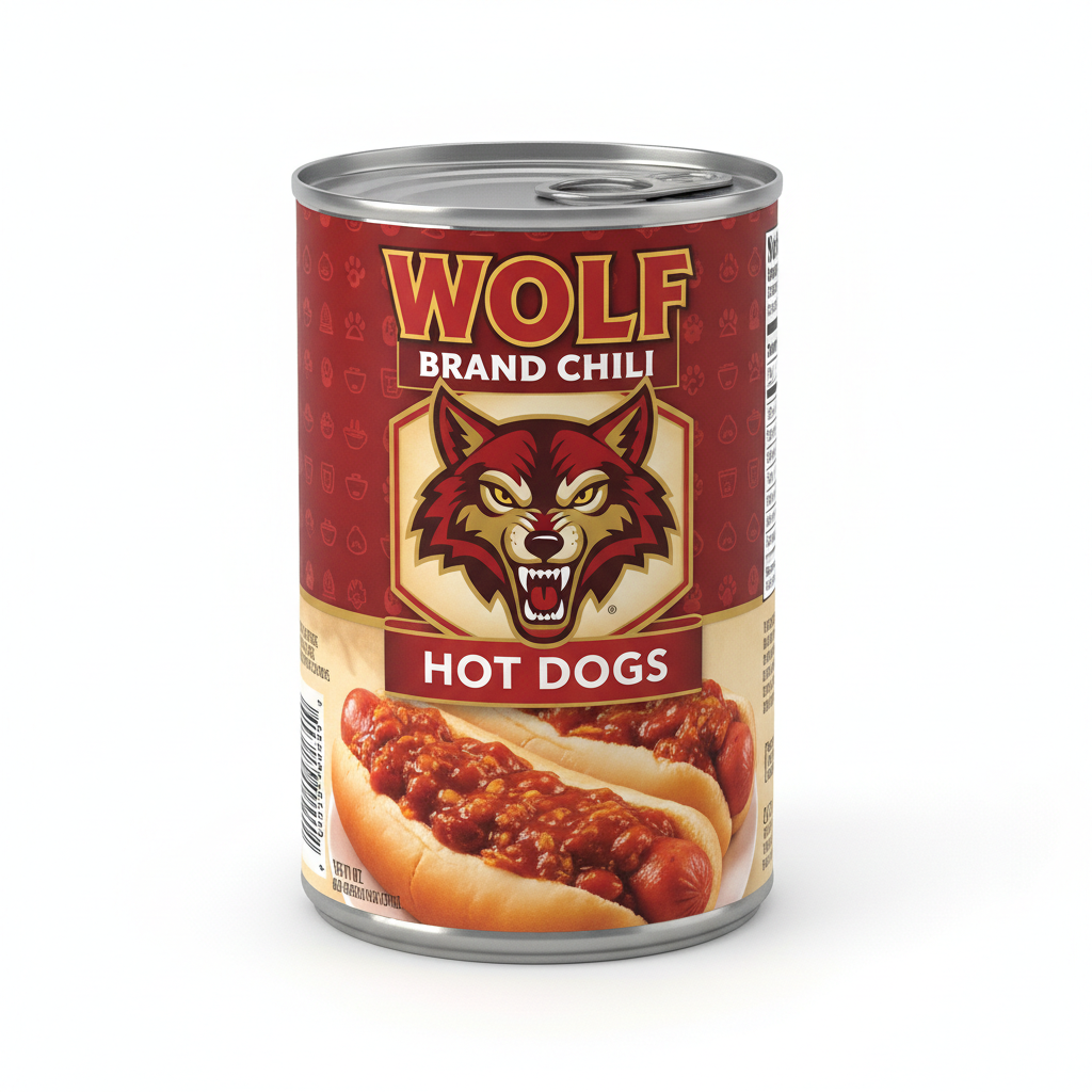 Wolfchili Hot Dogs Can